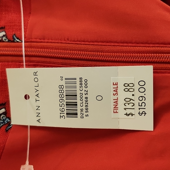 NWT ANN TAYLOR Women's Red Floral Midi Dress Size 0 - Picture 5 of 8